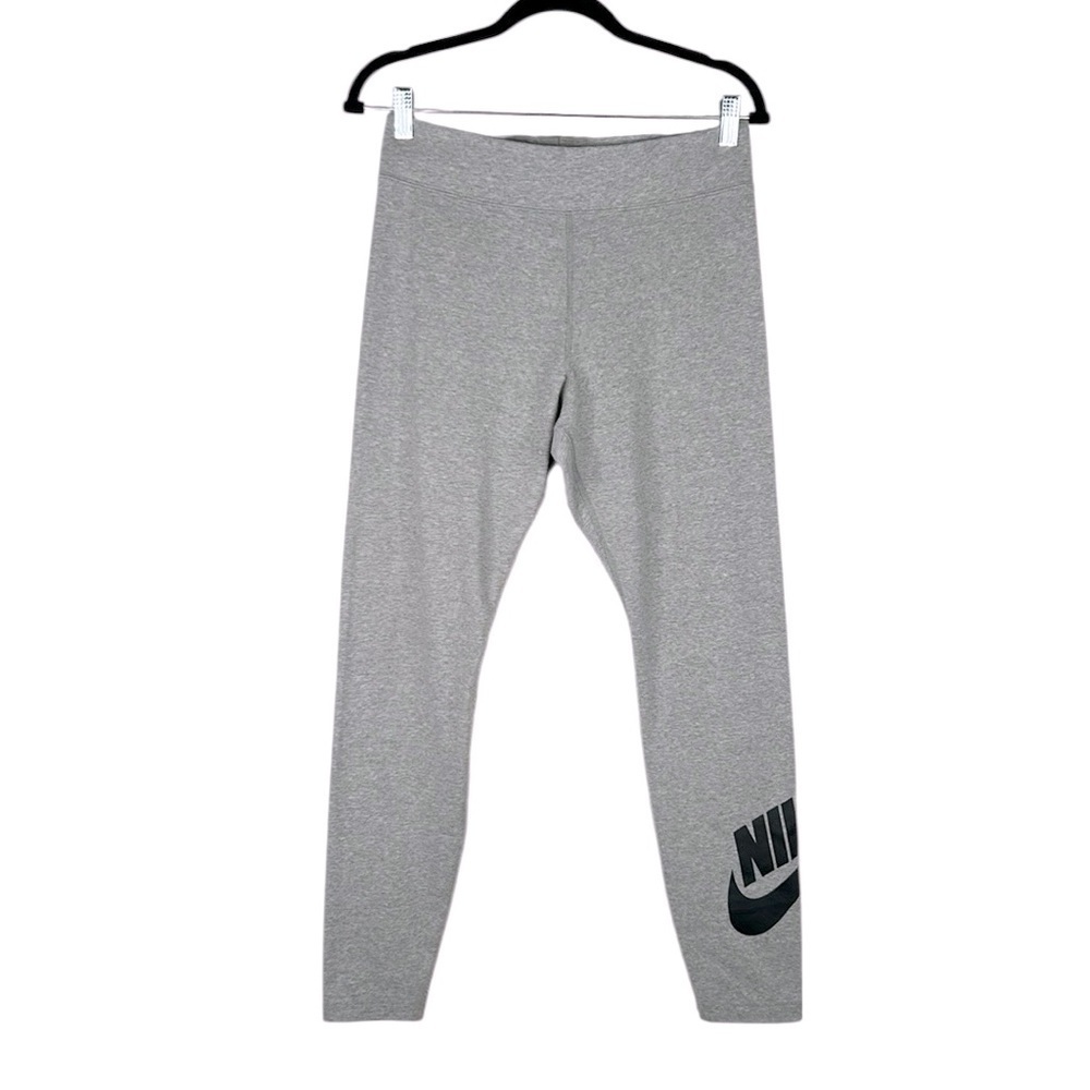 Nike Gray & Black Spell Out Pull On Casual Yoga Athletic Leggings Size Large
